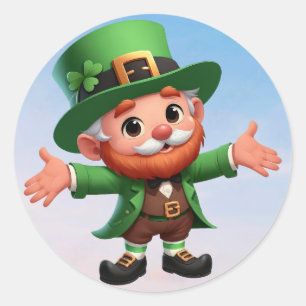 Ein glücklicher Kobold am St. Patrick's Day Runder Aufkleber