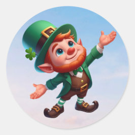 Ein glücklicher Kobold am St. Patrick's Day Runder Aufkleber