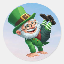Ein glücklicher Kobold am St. Patrick's Day Runder Aufkleber