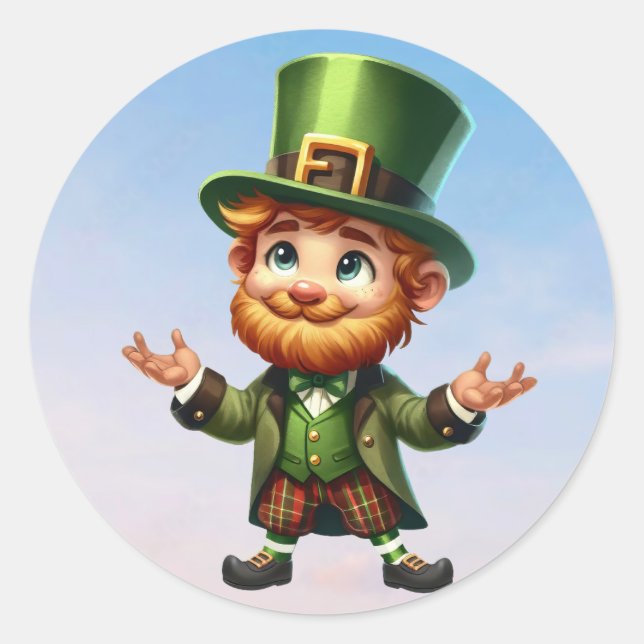 Ein glücklicher Kobold am St. Patrick's Day Runder Aufkleber (Vorderseite)