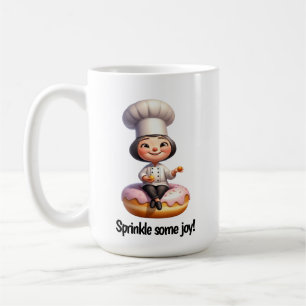Ein glücklicher Koch für die Kamera Kaffeetasse