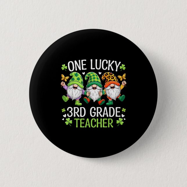 Ein Glücklicher Lehrer der 3. Klasse Gnome Patrick Button (Vorderseite)