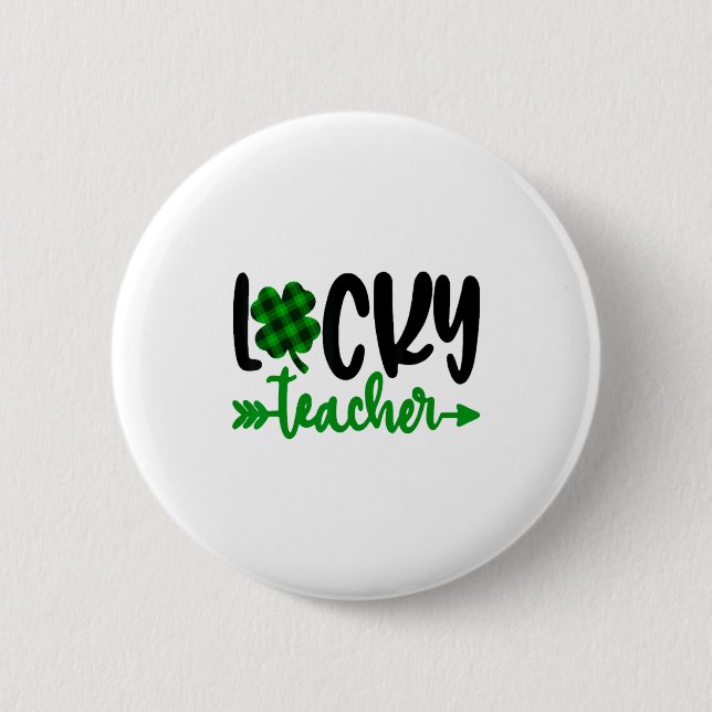 Ein glücklicher Lehrer St Patricks Day Shamrock Le Button (Vorderseite)