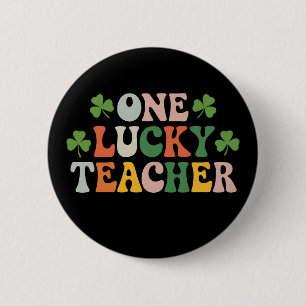 Ein glücklicher Lehrer unterrichtet Retro St. Patr Button
