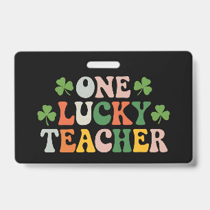 Ein glücklicher Lehrer unterrichtet Retro St Patri Ausweis