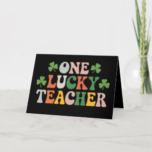 Ein glücklicher Lehrer unterrichtet Retro St Patri Dankeskarte