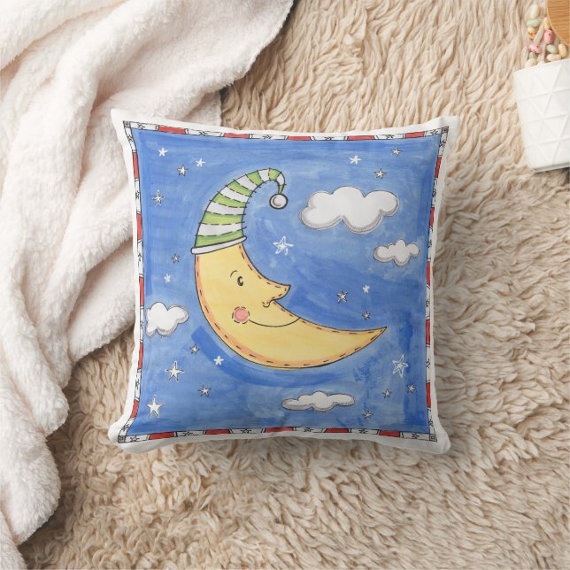 Ein glücklicher Mond  Kissen (Decke)