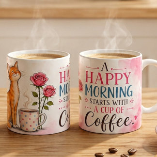 Ein glücklicher Morgen beginnt mit Kaffee – Süße K Kaffeetasse