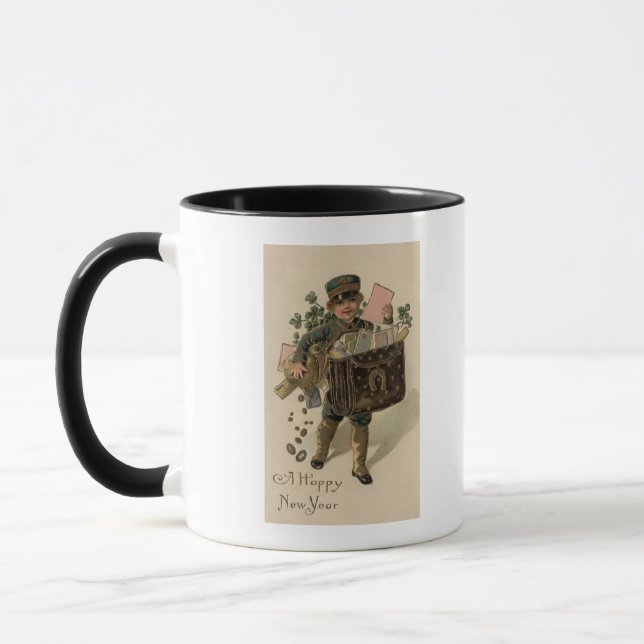 Ein glücklicher New YearIrish Mail Boy Tasse (Links)