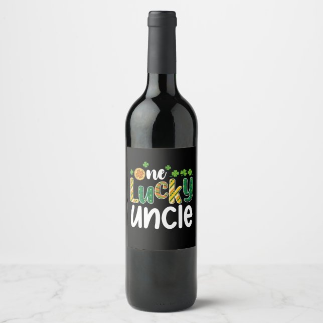 Ein glücklicher Onkel Matching Family St Patrick's Weinetikett (Vorderseite)