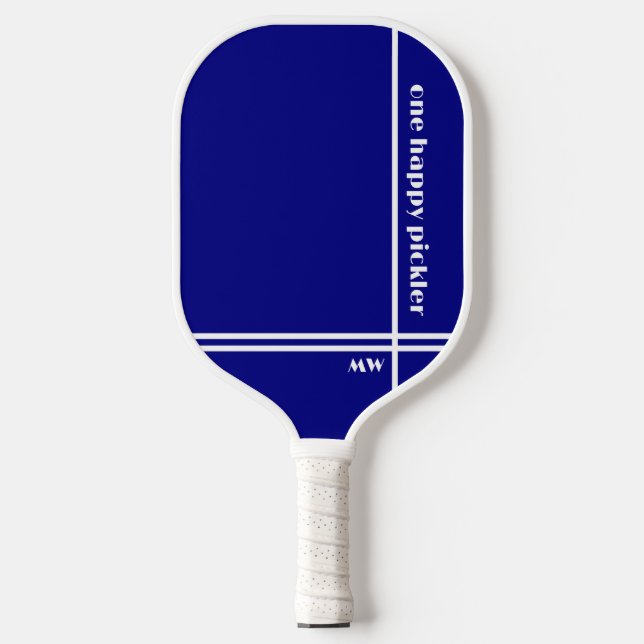 Ein glücklicher Pickler Navy Blue White Initials F Pickleball Schläger (Vorderseite)