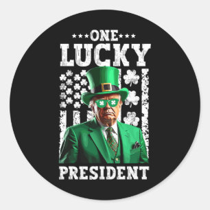 Ein glücklicher Präsident Funny Trump St. Patty's Runder Aufkleber