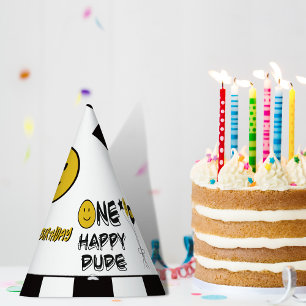 Ein glücklicher Typ Gelbes Lächeln Erster Geburtst Partyhütchen