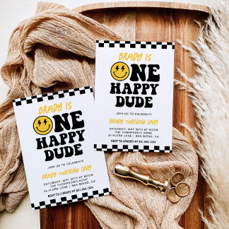 Ein glücklicher Typ | Smiley Boy 1. Geburtstag Einladung