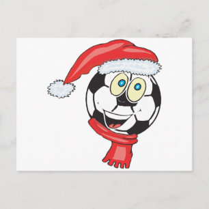 Ein glücklicher Weihnachtsfußball mit einer Weihna Feiertagspostkarte