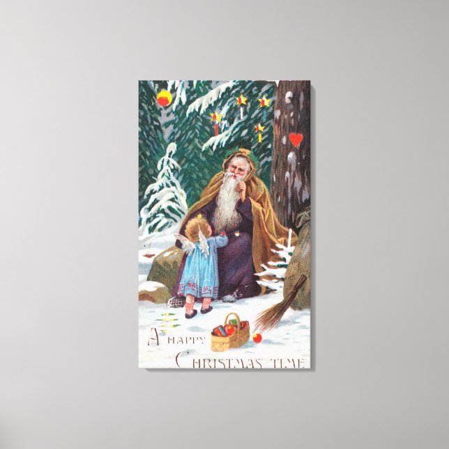 Ein glücklicher Weihnachtsmann mit Weihnachten Leinwanddruck (Vorderseite)