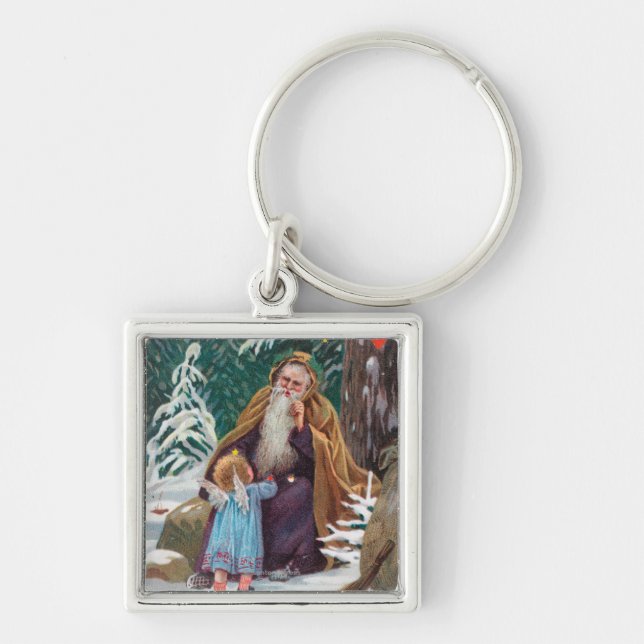 Ein glücklicher Weihnachtsmann mit Weihnachten Schlüsselanhänger (Vorne)