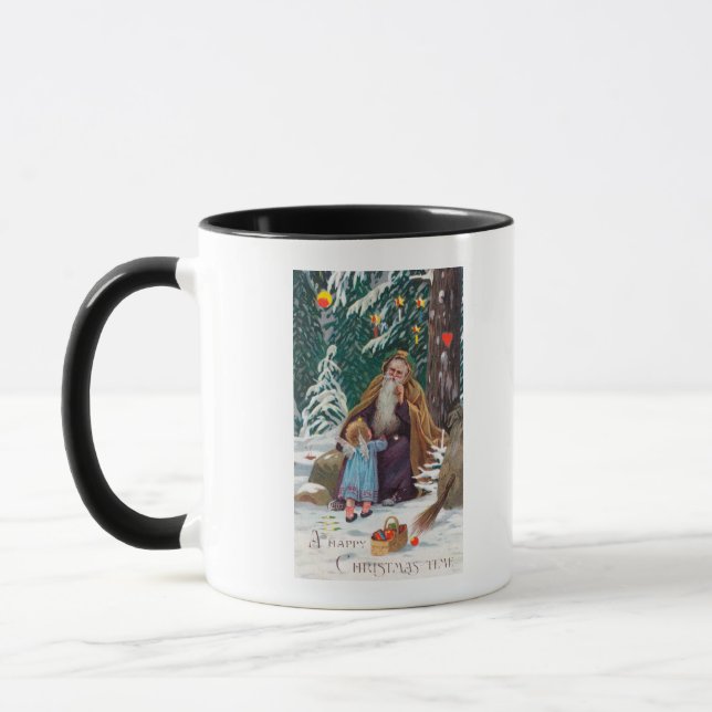 Ein glücklicher Weihnachtsmann mit Weihnachten Tasse (Links)