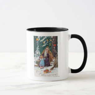 Ein glücklicher Weihnachtsmann mit Weihnachten Tasse