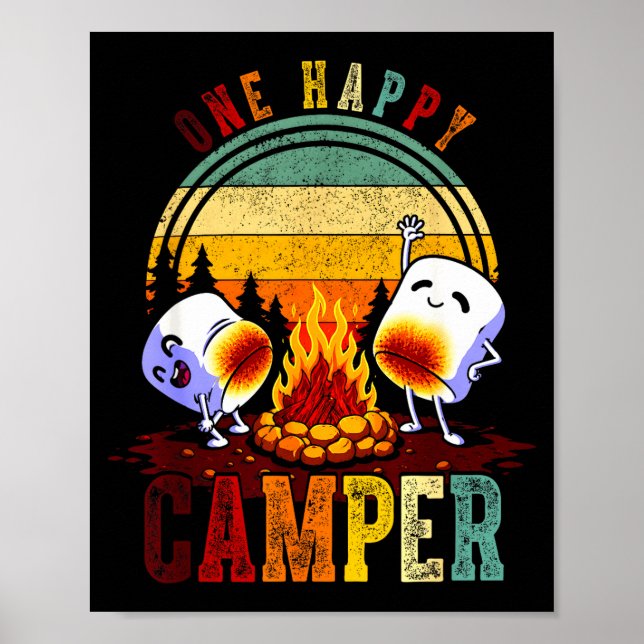 Ein glückliches Camp Retro-Marshmallow-Camping-Tri Poster (Vorne)