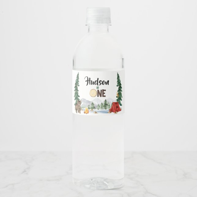 Ein glückliches Camper Wasserflasche-Etikett (Vorderseite)