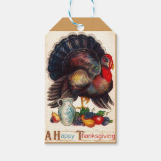 Ein glückliches Erntedankfest Truthahn Gastgeberin Geschenkanhänger