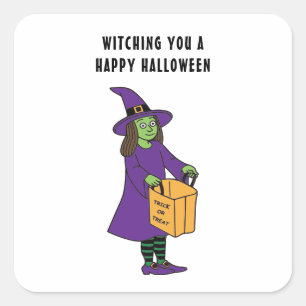Ein glückliches Halloween-Pun-Sprichwort Quadratischer Aufkleber