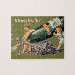 Ein glückliches neues Jahr, Vintage Engel mit Cham