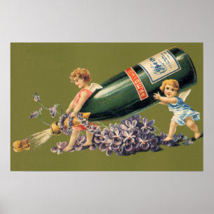 Ein glückliches neues Jahr, Vintage-Engel mit Cham Poster