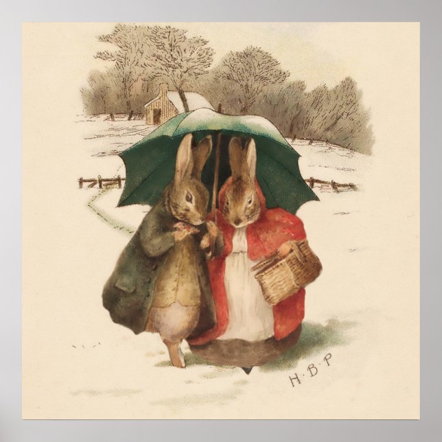 "Ein glückliches Paar" von Beatrix Potter Poster (Vorne)
