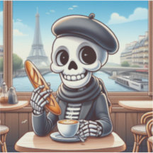 Ein glückliches Skelett in Paris