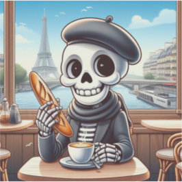 Ein glückliches Skelett in Paris Aufkleber