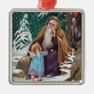Ein glückliches Weihnachtszeit-Vater-Weihnachten Silbernes Ornament