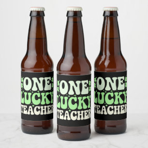 Ein Glückslehrer Groovy Retro-Lehrer St. Patricks Bierflaschenetikett