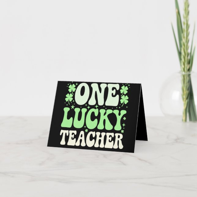 Ein Glückslehrer Groovy Retro-Lehrer St. Patricks Karte (Vorderseite)