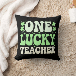 Ein Glückslehrer Groovy Retro-Lehrer St. Patricks Kissen