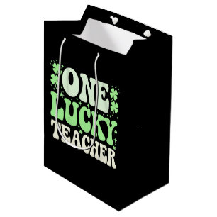 Ein Glückslehrer Groovy Retro-Lehrer St. Patricks Mittlere Geschenktüte