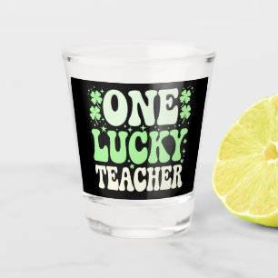 Ein Glückslehrer Groovy Retro-Lehrer St. Patricks Schnapsglas
