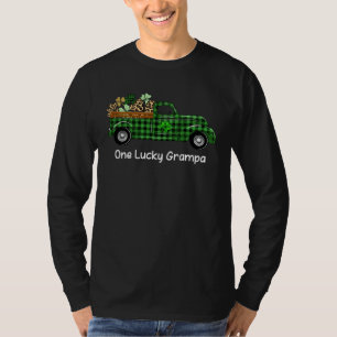 Ein Glückspapa-LKW-Grün-Karo-Shamrocks-St. Patrick T-Shirt