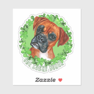 Ein Glückspferd-Boxer Lustiger St. Patrick-Hund  Aufkleber
