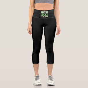 Ein Glückspilz-Lehrer Groovy Retro-Lehrer St. Patr Capri Leggings