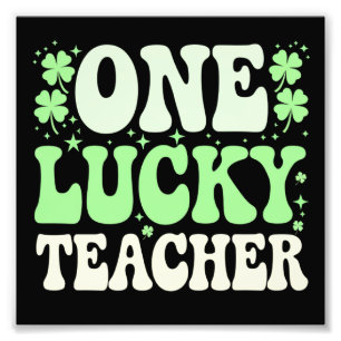 Ein Glückspilz-Lehrer Groovy Retro Lehrer St. Patr Fotodruck