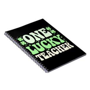 Ein Glückspilz-Lehrer Groovy Retro Lehrer St. Patr Notizblock