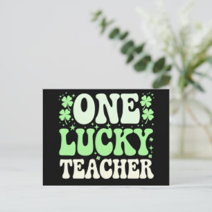 Ein Glückspilz-Lehrer Groovy Retro-Lehrer St. Patr Postkarte