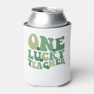 Ein Glückspilz-Lehrer St. Patricks Day Retro Groov Dosenkühler