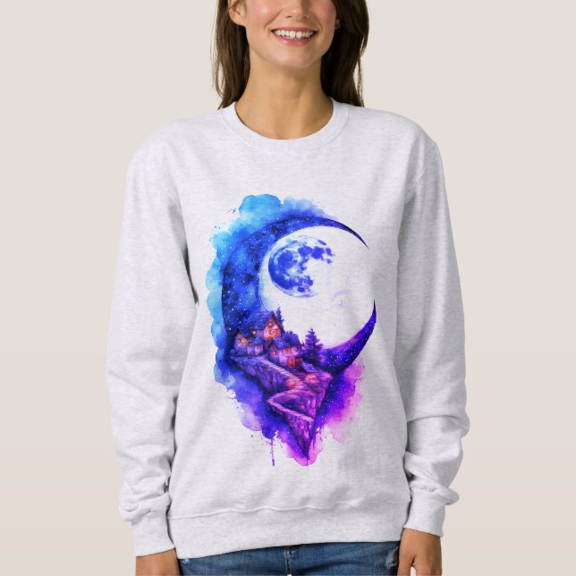 Ein glühender, halbmondförmig angelegter Mond, der Sweatshirt (Vorderseite)
