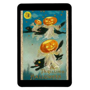 Ein glühender Hallowe'en, schwarze Katzen, Kürbisl Magnet
