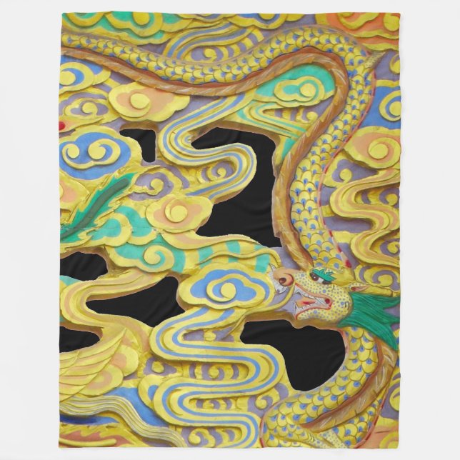 Ein Goldener Drache steht Wächter am Stadttor Fleecedecke (Vorderseite)