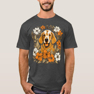 Ein goldener Retriever umgeben von Lilies illustra T-Shirt