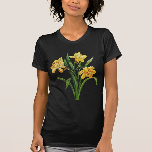 Ein goldener Wirt bestickter Affodien T-Shirt (Vorderseite)